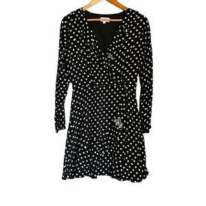 Apricot polka dot long sleeve dress. Size medium
